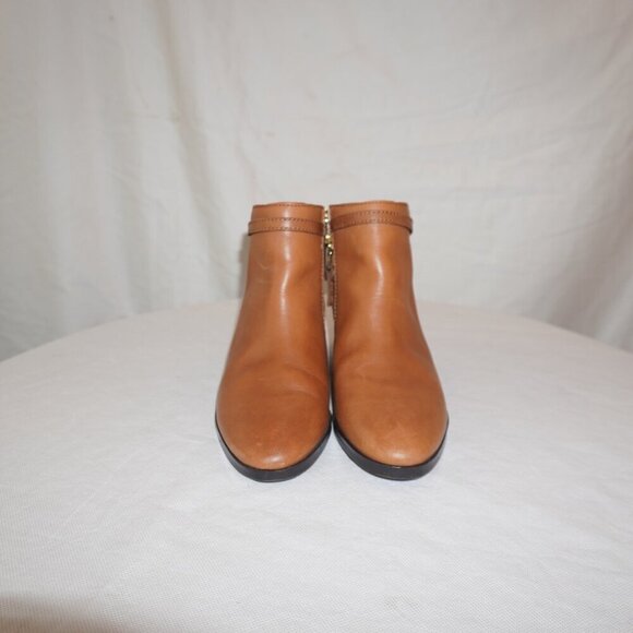 Lauren Ralph Lauren Damara Brown Leather Western Strap Heel Boot Booties 7.5B - Picture 3 of 12